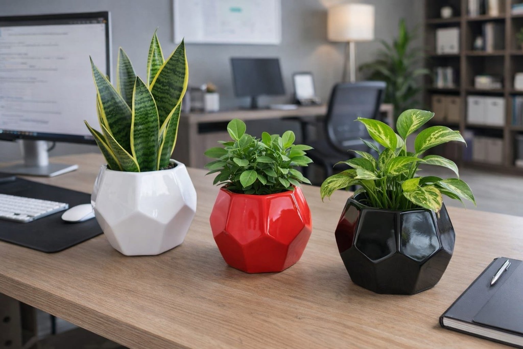 Fibre pots(office table) size:23cm(D) x 26cm(H)