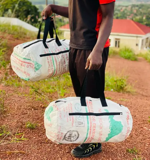 Up-cycled duffle bags